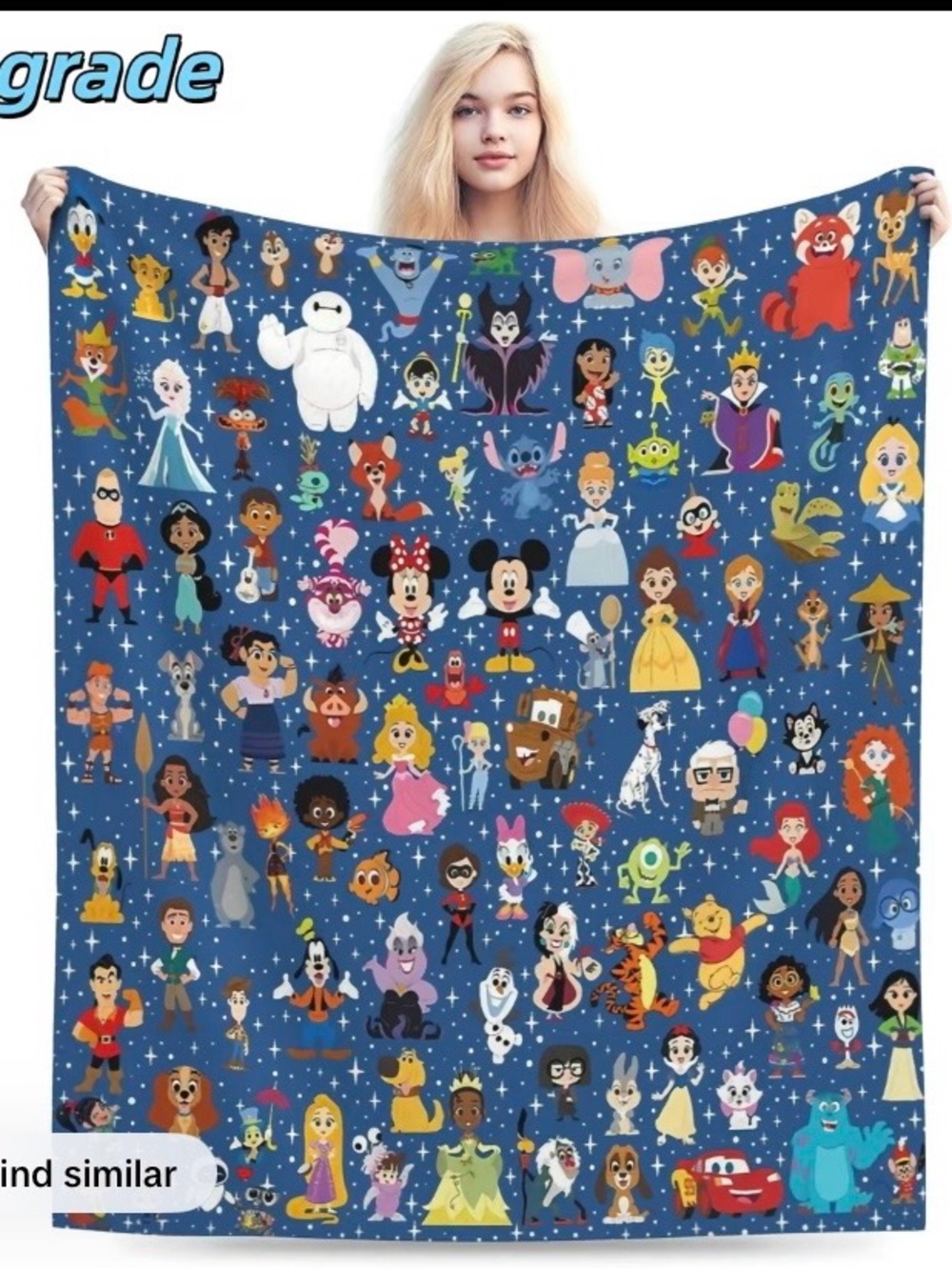 Disney Characters Blue Fleece Throw Blanket - Family Bedding